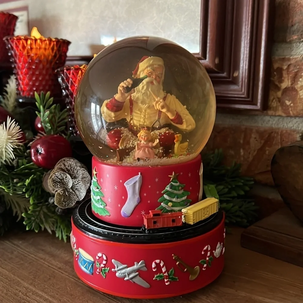 Rare Vintage 1971 Coca-Cola Santa Clause Moving Train Christmas Snow Globe